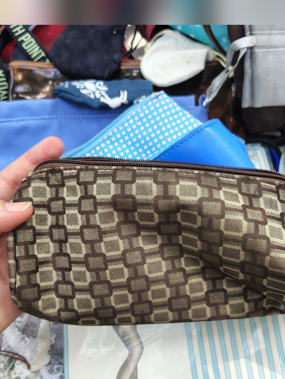 Brown Zip Up Makeup Bag Or Jewelry Bag